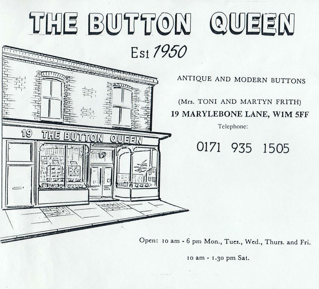 Postcard showing The Button Queen shop