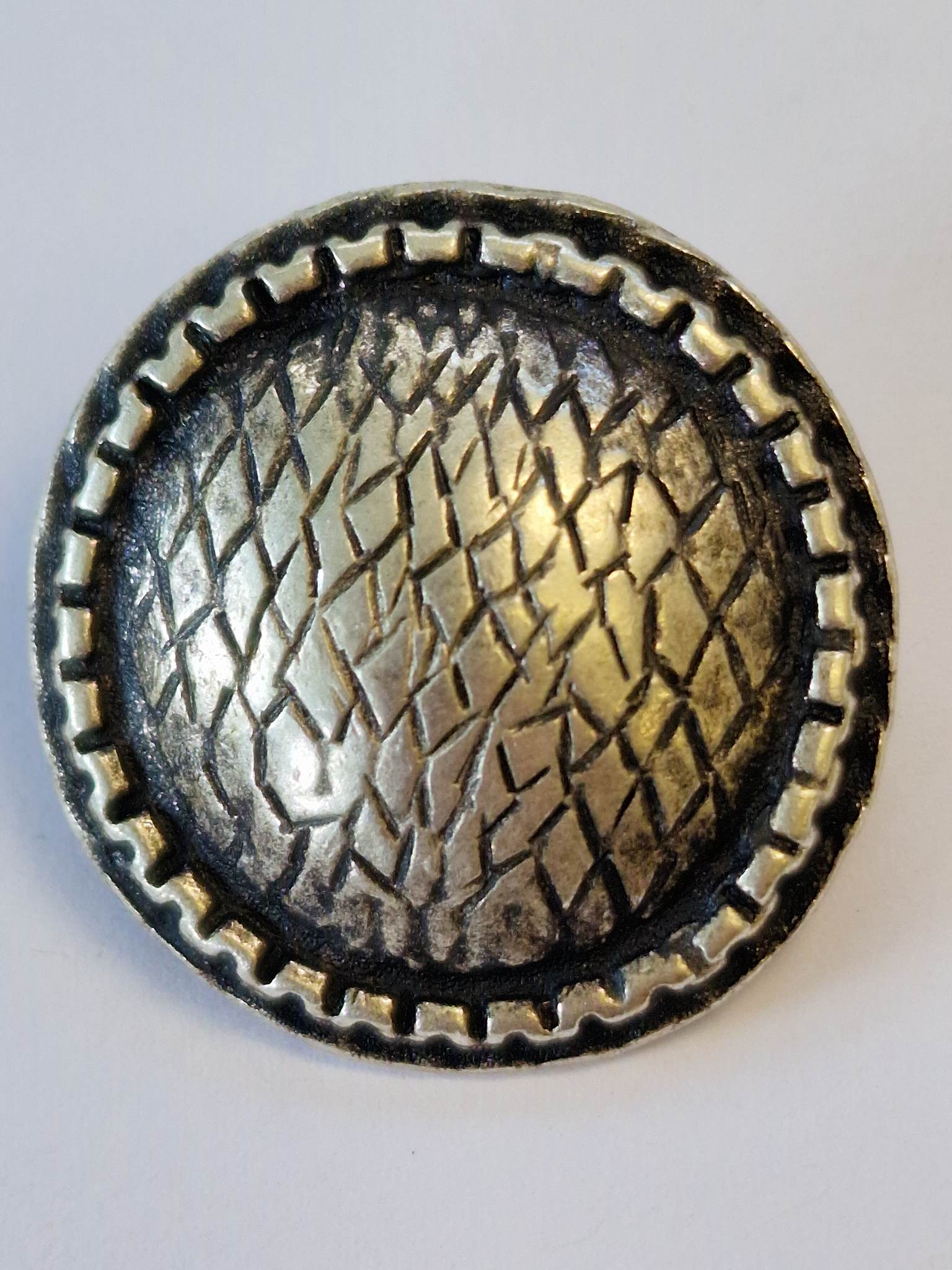 Old Silver Textured Shanked Metal Button - The Button Queen