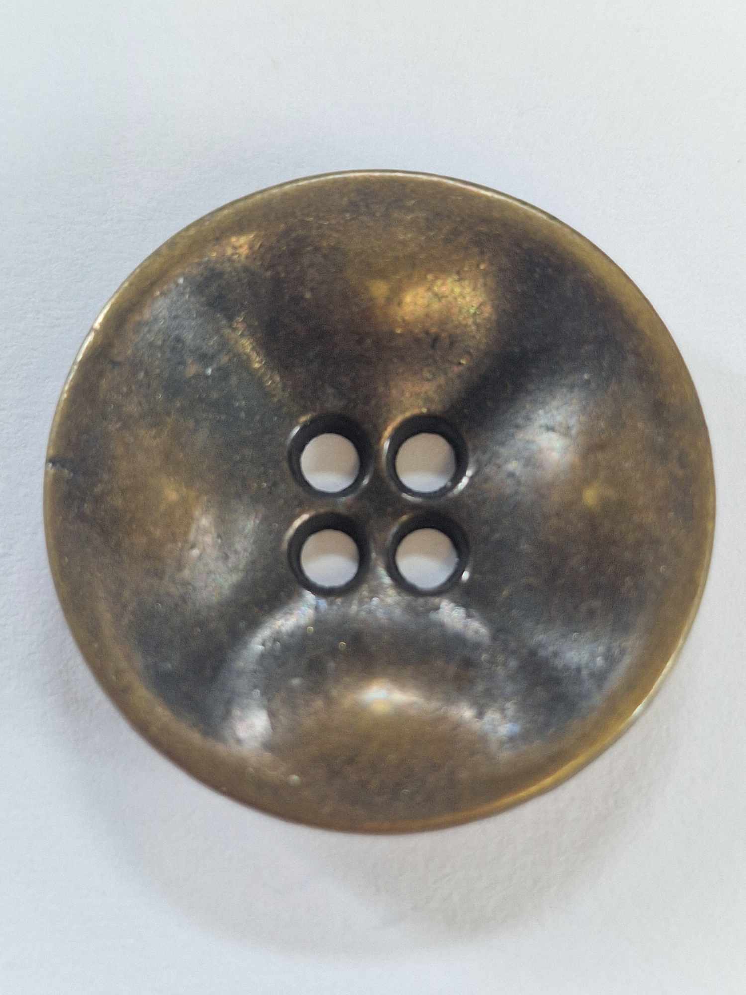 Distressed Old Brass 4 Hole Button - The Button Queen