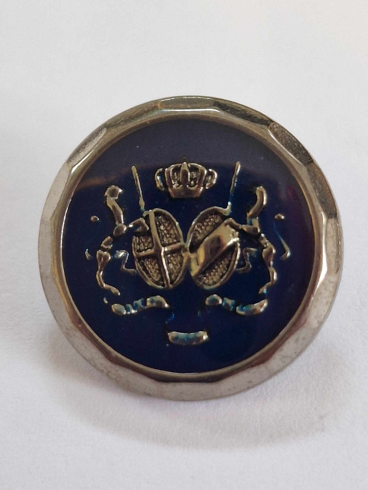 Silver & Navy Enamel Crested Button - The Button Queen