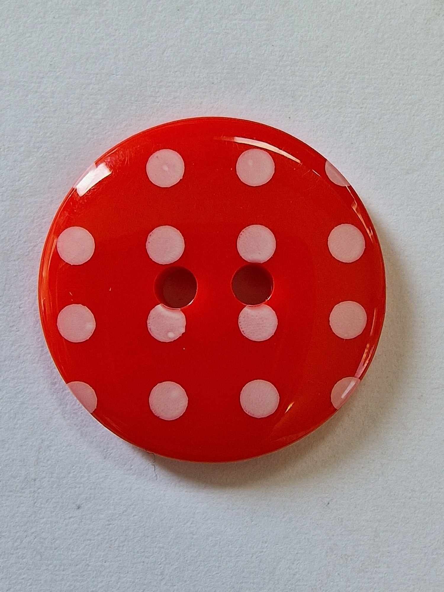 Red With White Polka Dot Button - The Button Queen