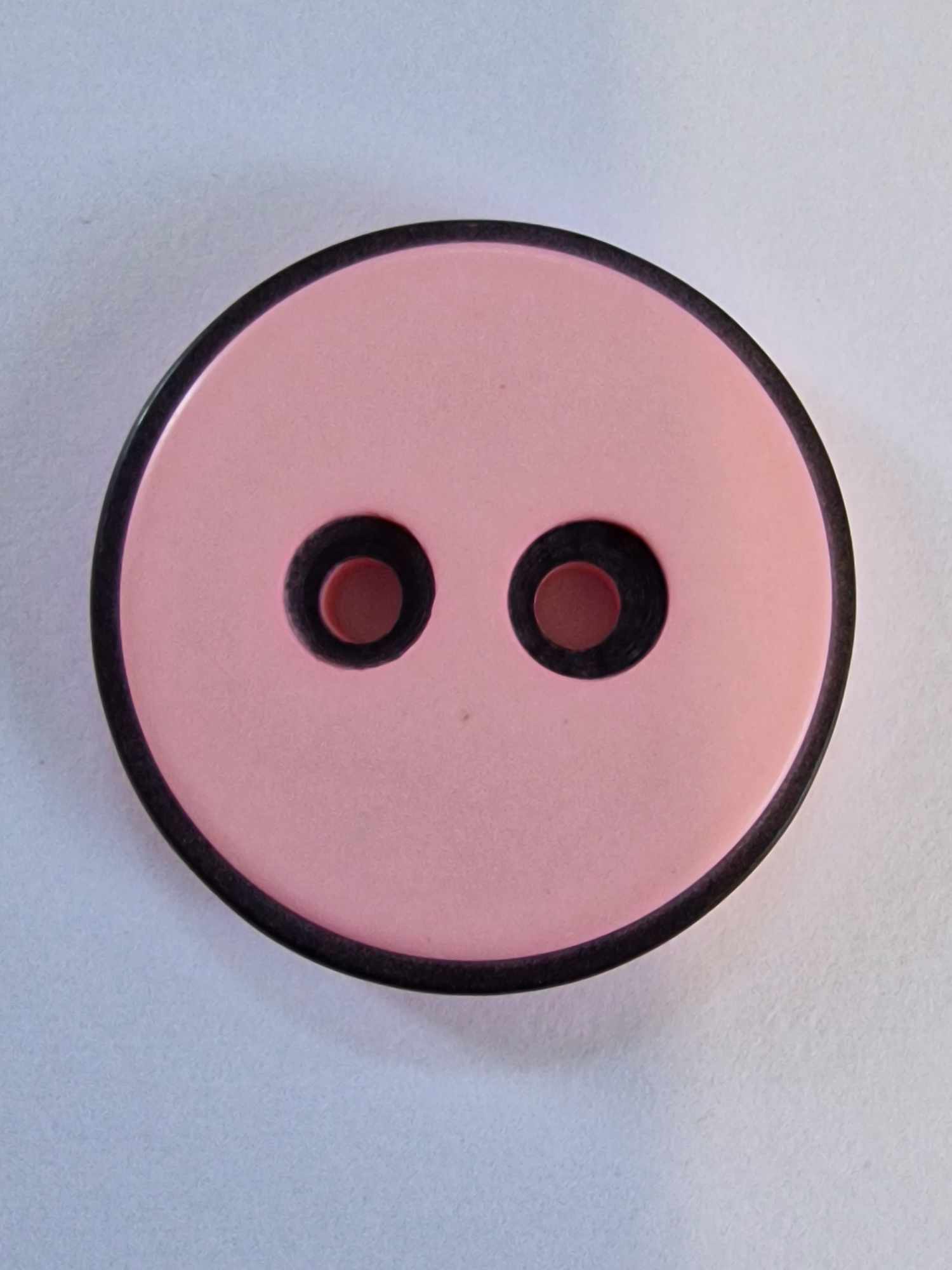 Pink Large 2 Hole Black Rim Button - The Button Queen