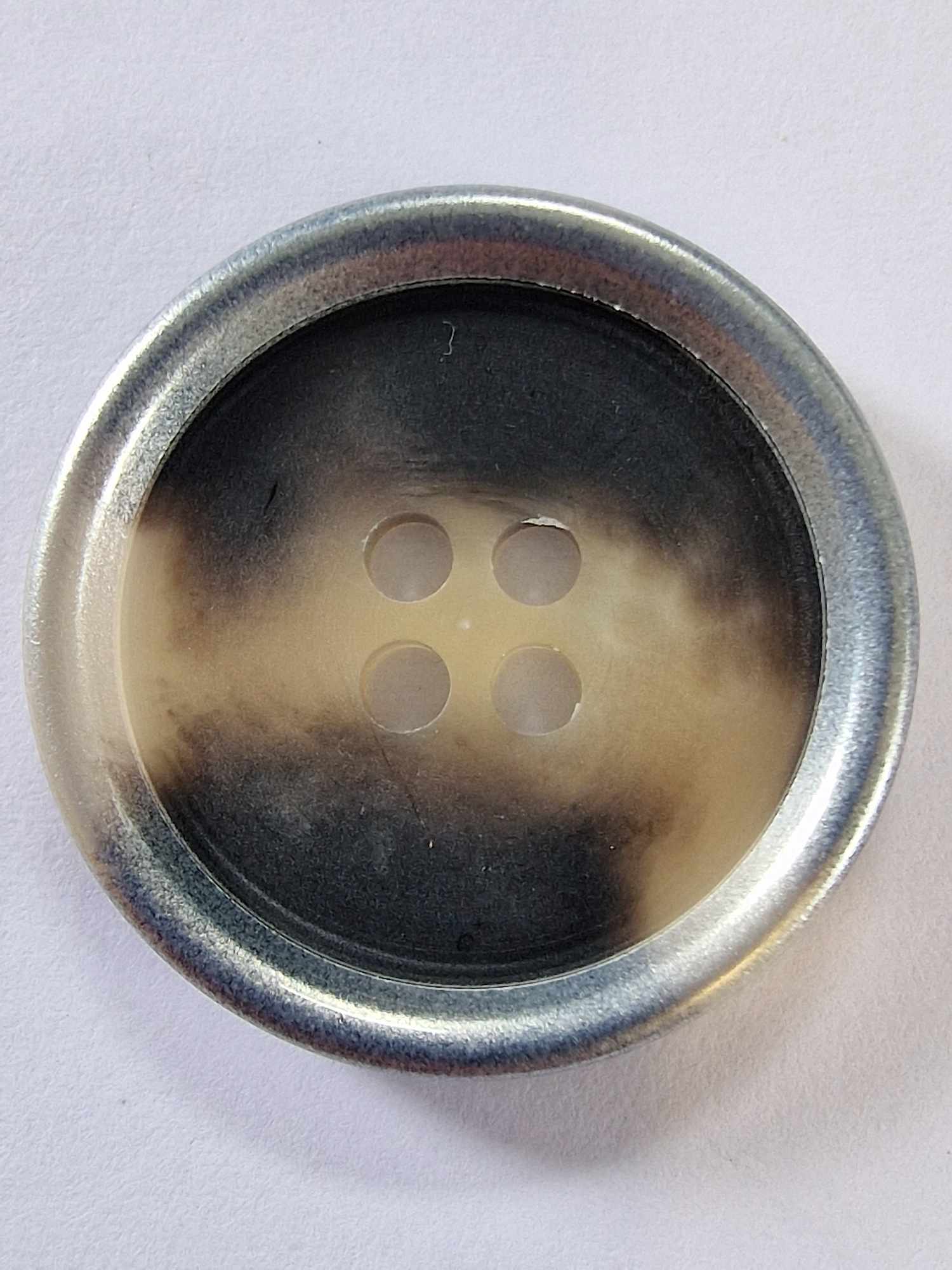 Black 4 Hole With Silver Rim Button - The Button Queen