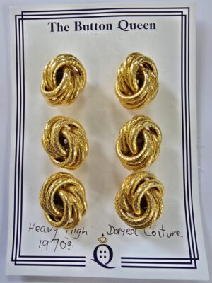 Set of 6 Heavy High Domed Couture 1970 Shanked buttons