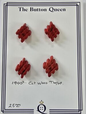 Red Cut Wood Toggle 1940's