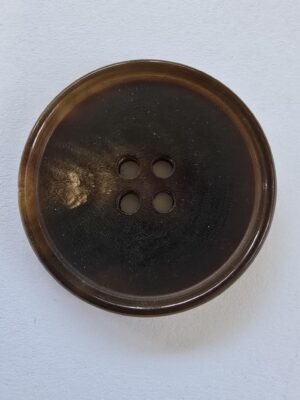 Narrow Rim Flat 4-Hole Brown Horn Button