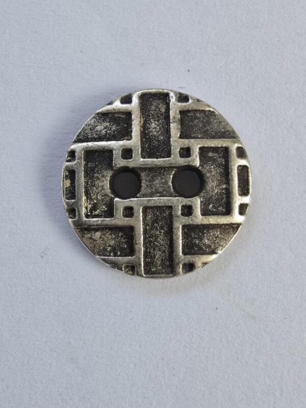 Silver Basket Weave Metal 2 Hole Button