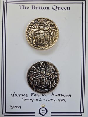 Set of 2 Gilt and Silver Vintage Aluminium Sample Buttons Circa 1980
