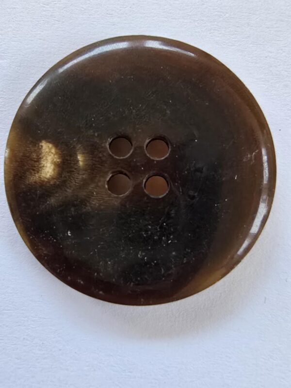 Narrow Rim Flat 4-Hole Brown Horn Button