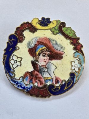 Stamped Brass and Hand Painted Enamel