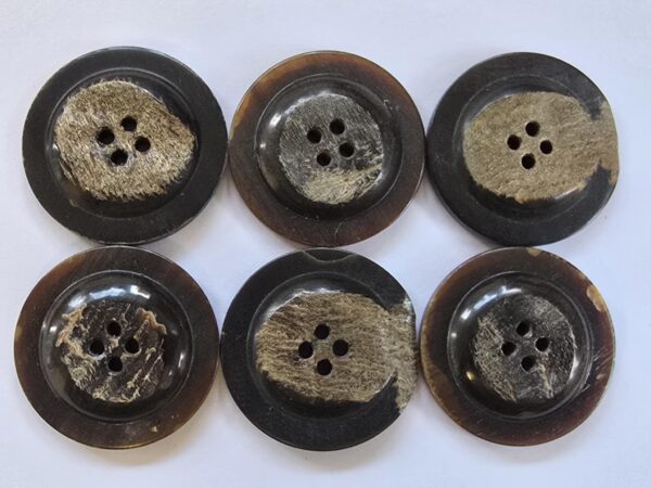 Bark Horn Raised Center 4 Hole Button