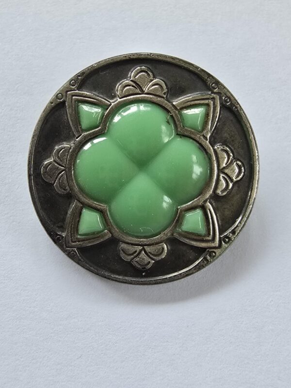 Green Glass with Platinum Lustre Button