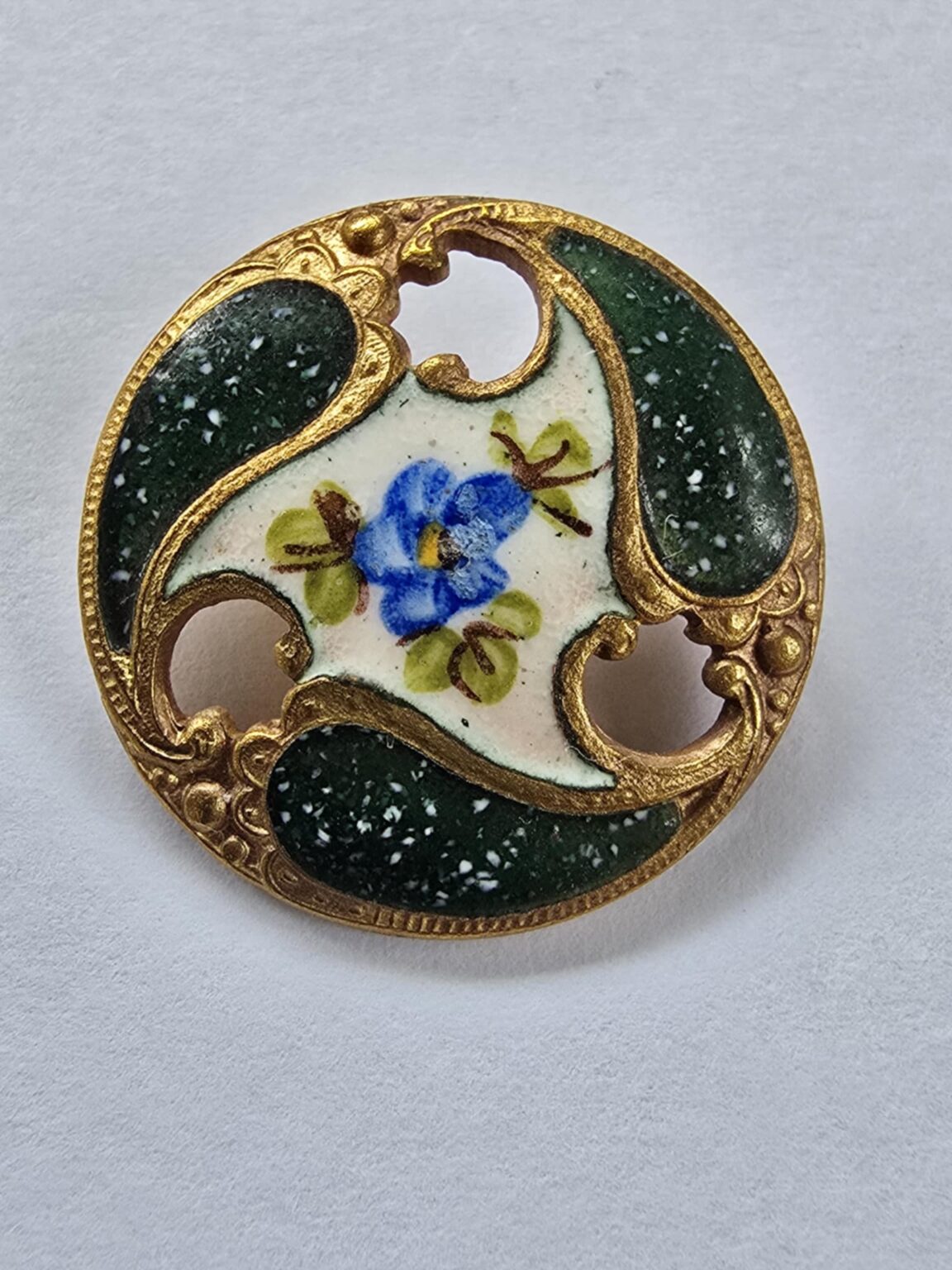 Stamped Brass with Enameled Center Button - The Button Queen