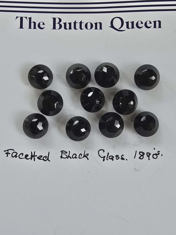 Set of Black Facetted Glass Buttons