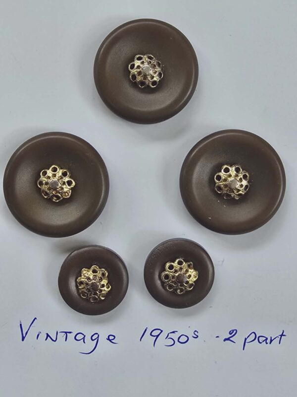 dc2f8920-87b8-40bc-9116-b5b65801bd5b 2 Part Vintage Brown and Gold Brown Button