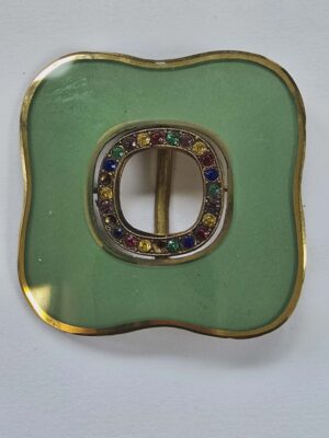 Green Glass and Brass slide Buckle
