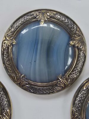 Blue Mottled Glass Lustre Button