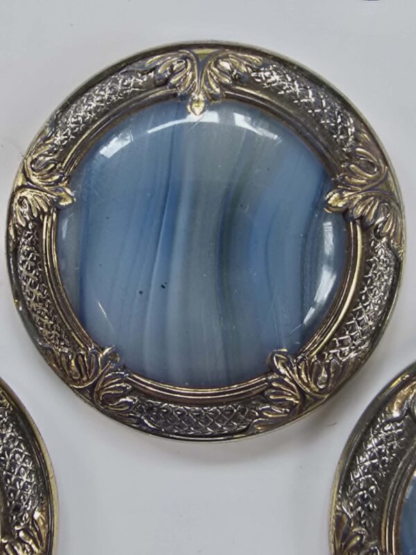 Blue Mottled Glass Lustre Button