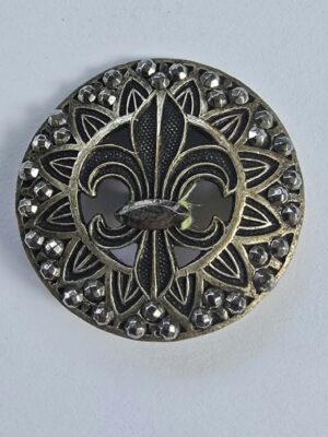 Brass 'Fleur de Lys' & Cut Steel Button
