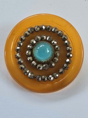 Horn Steel and Glass Button