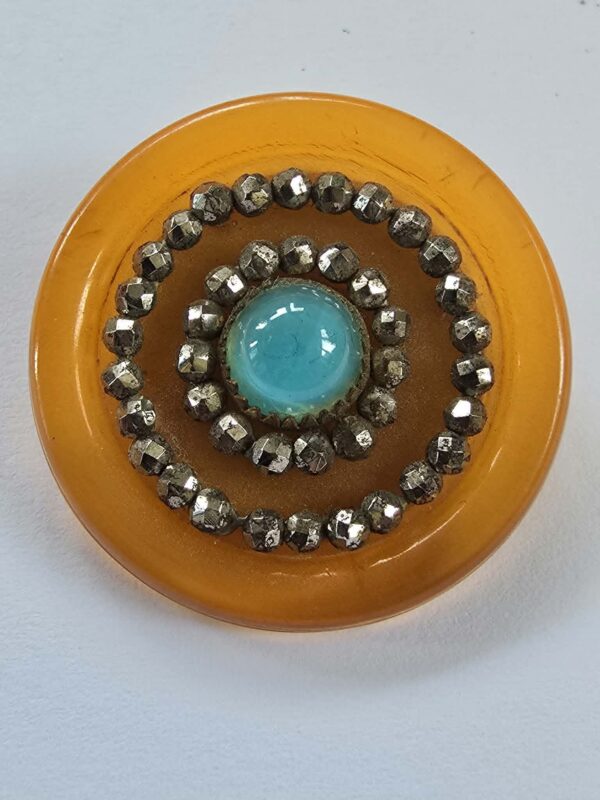 Horn Steel and Glass Button