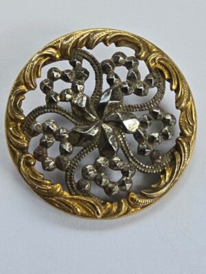 White Metal & Brass Button
