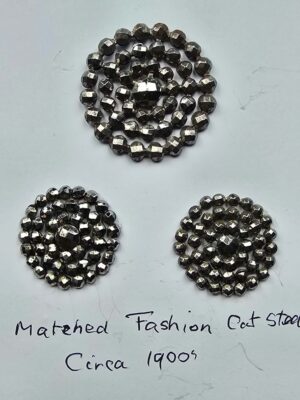 Set of 3 Matched Fashion Cut Steel Buttons